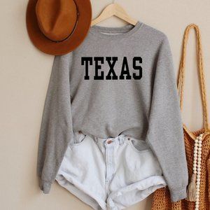 Grey Texas Crewneck Graphic Sweatshirt Unisex